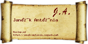 Janák Antónia névjegykártya
